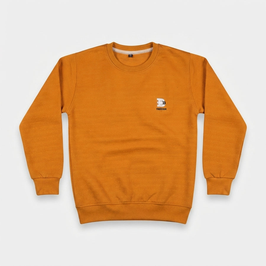 Boys Mustard Textured Crewneck Sweatshirt