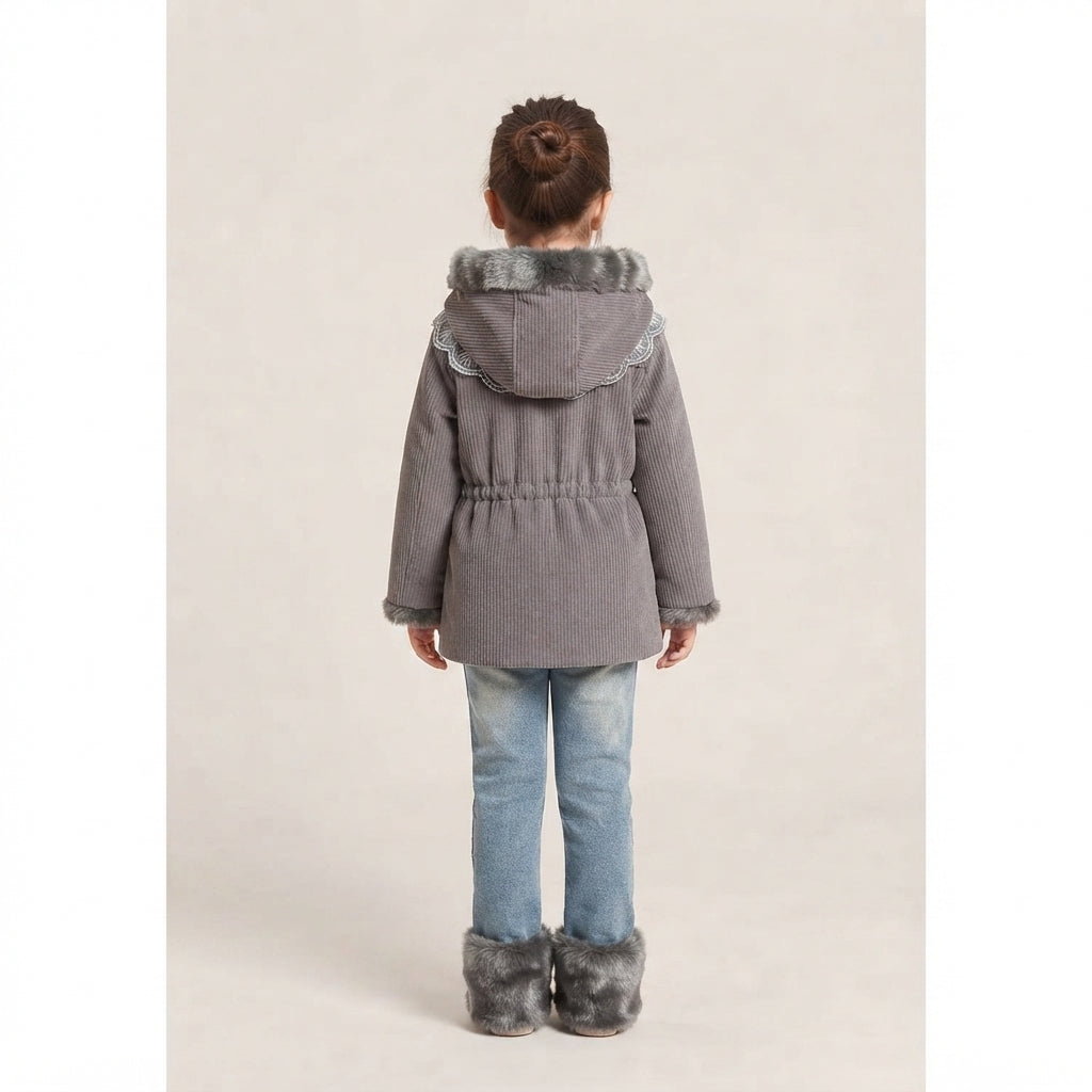 Little Girl in Grey Corduroy Coat — Photo 4