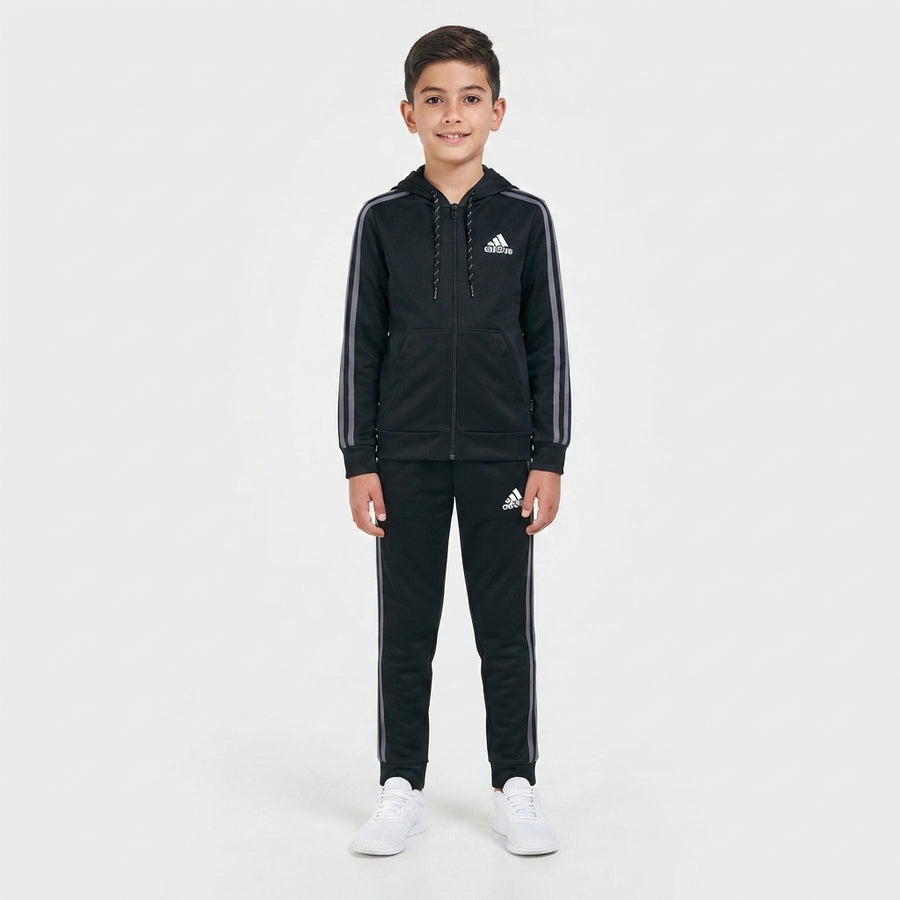 Black Zip-Up Kids Tracksuit – Fleece Hoodie & Joggers Set for Boys & Girls