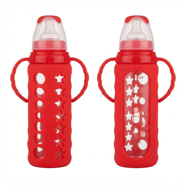 Baby Glass Bottle In Red 250 ml