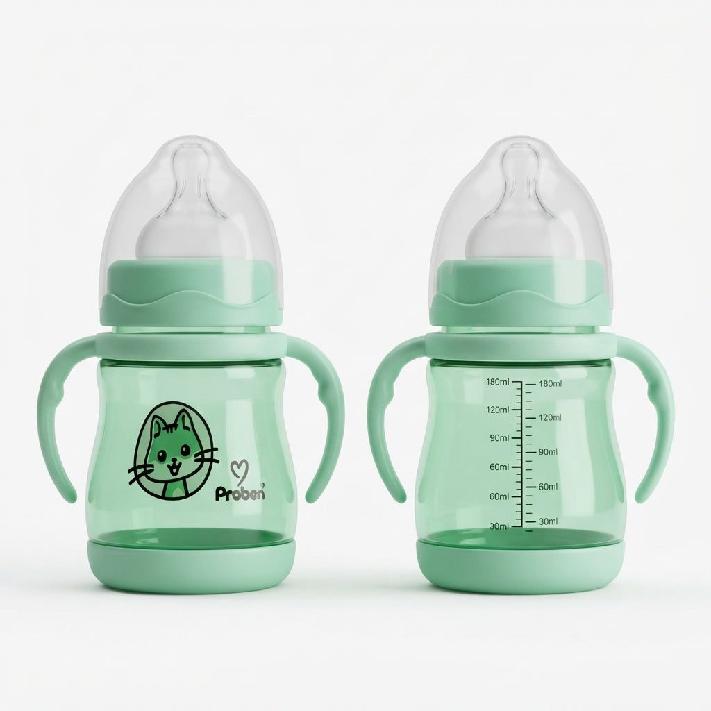 Cute Cat Baby Feeder 180ml Green
