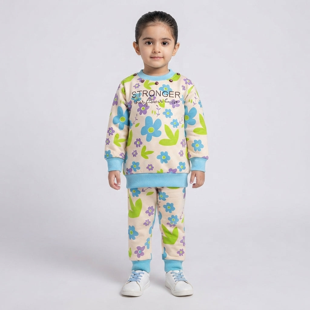 Charming Floral Girls Winter Suit – Warm 2-Piece Set
