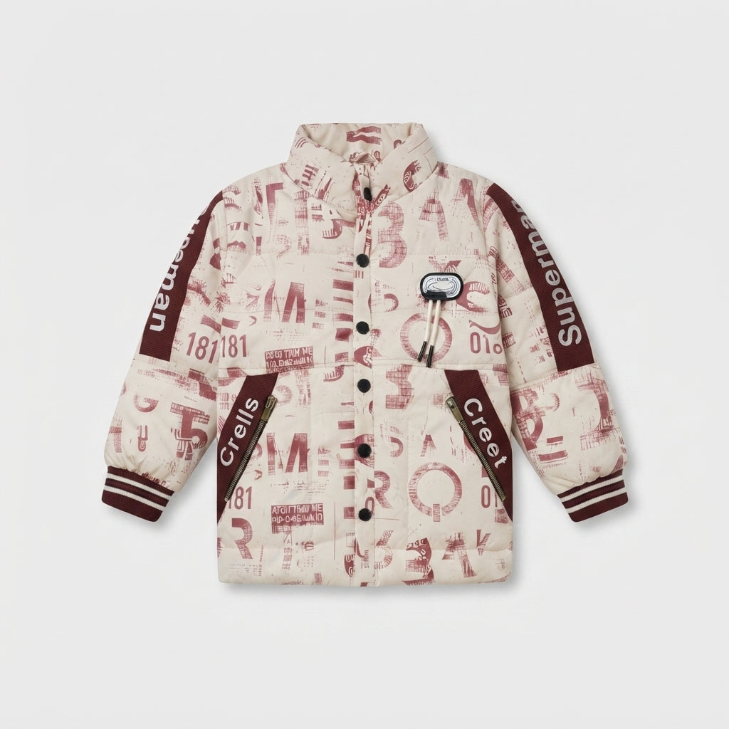 Urban Typography Print Puffer Jacket — Photo 2