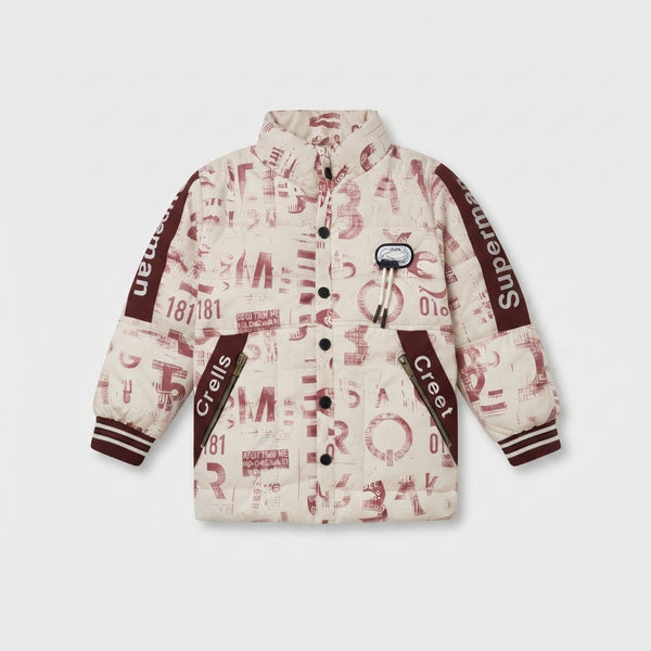 Urban Typography Print Puffer Jacket — Photo 2