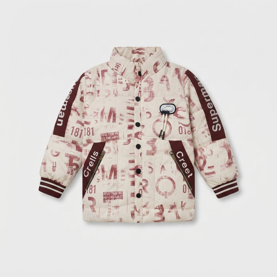 Urban Typography Print Puffer Jacket — Photo 2