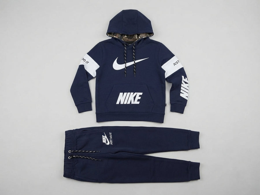 Boys Navy Blue Athleisure Hoodie Tracksuit — Photo 2