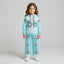 Girls Sky Blue Striped "Be Happy" Hoodie and Bow-Accent Trouser Set