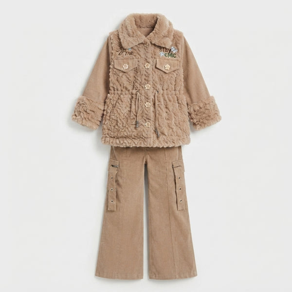 Girls Faux Fur Jacket Set — Photo 2