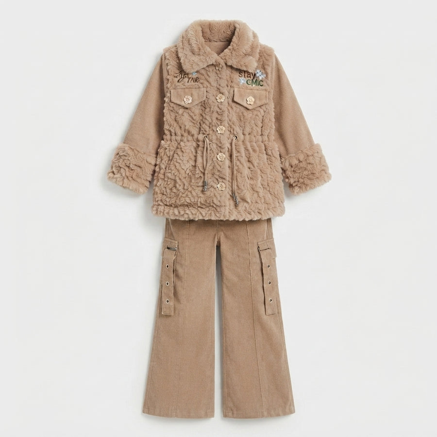 Girls Faux Fur Jacket Set — Photo 2