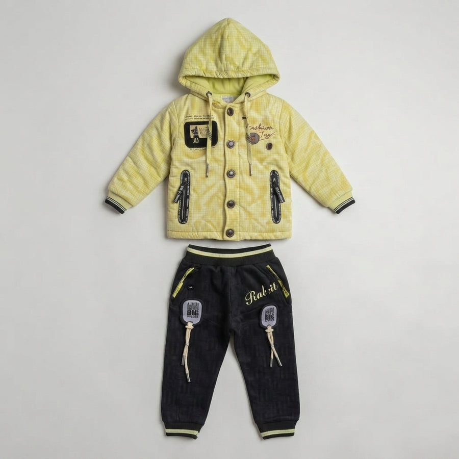 Boys Yellow & Black Hoodie Jacket Set — Photo 2