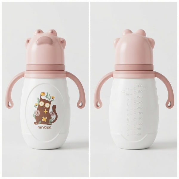 Minitree  Animal Print Pink Baby Feeder 330ml
