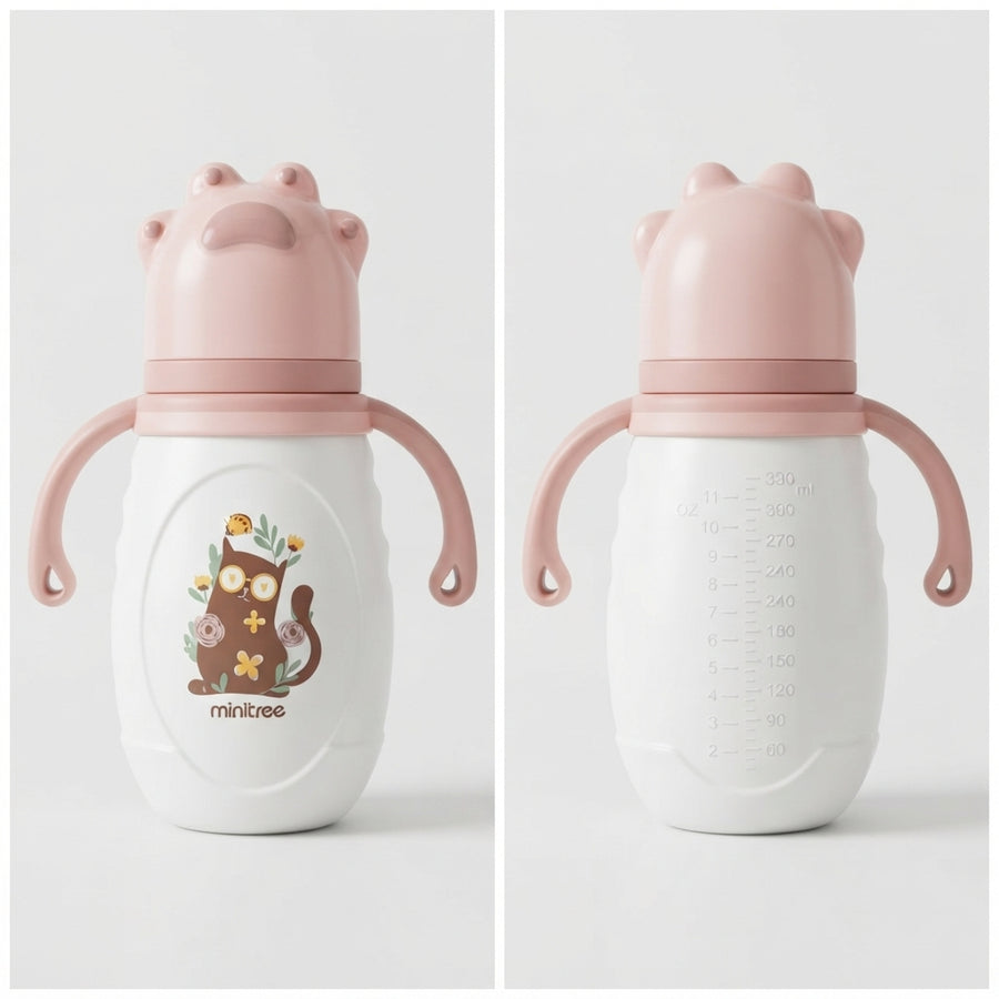 Minitree  Animal Print Pink Baby Feeder 330ml