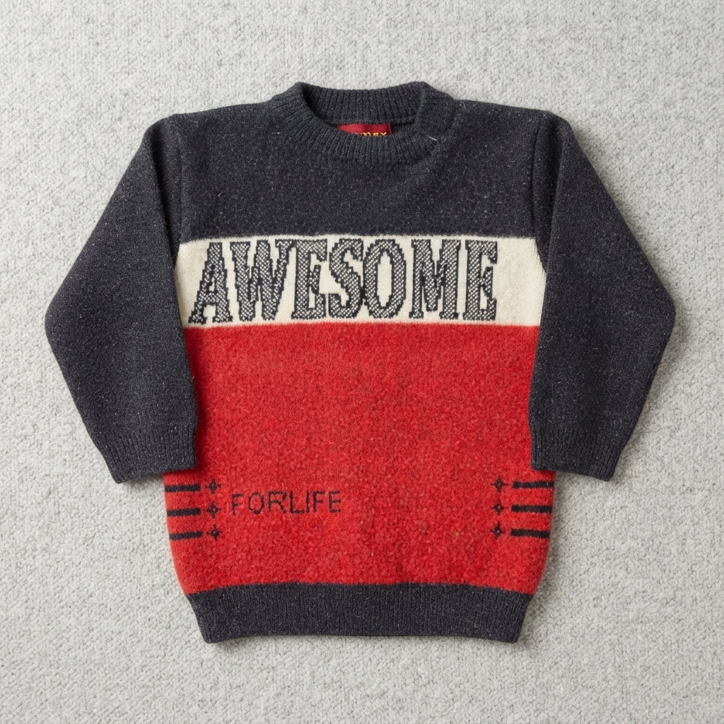 Kids Charcoal & Red Colorblock Knit Sweater — Photo 2