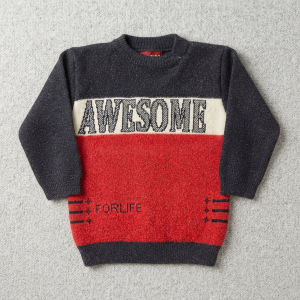 Kids Charcoal & Red Colorblock Knit Sweater — Photo 2