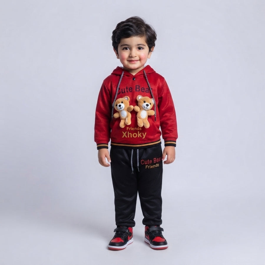 Boys Maroon 2-Piece Velvet Suit — Photo 2