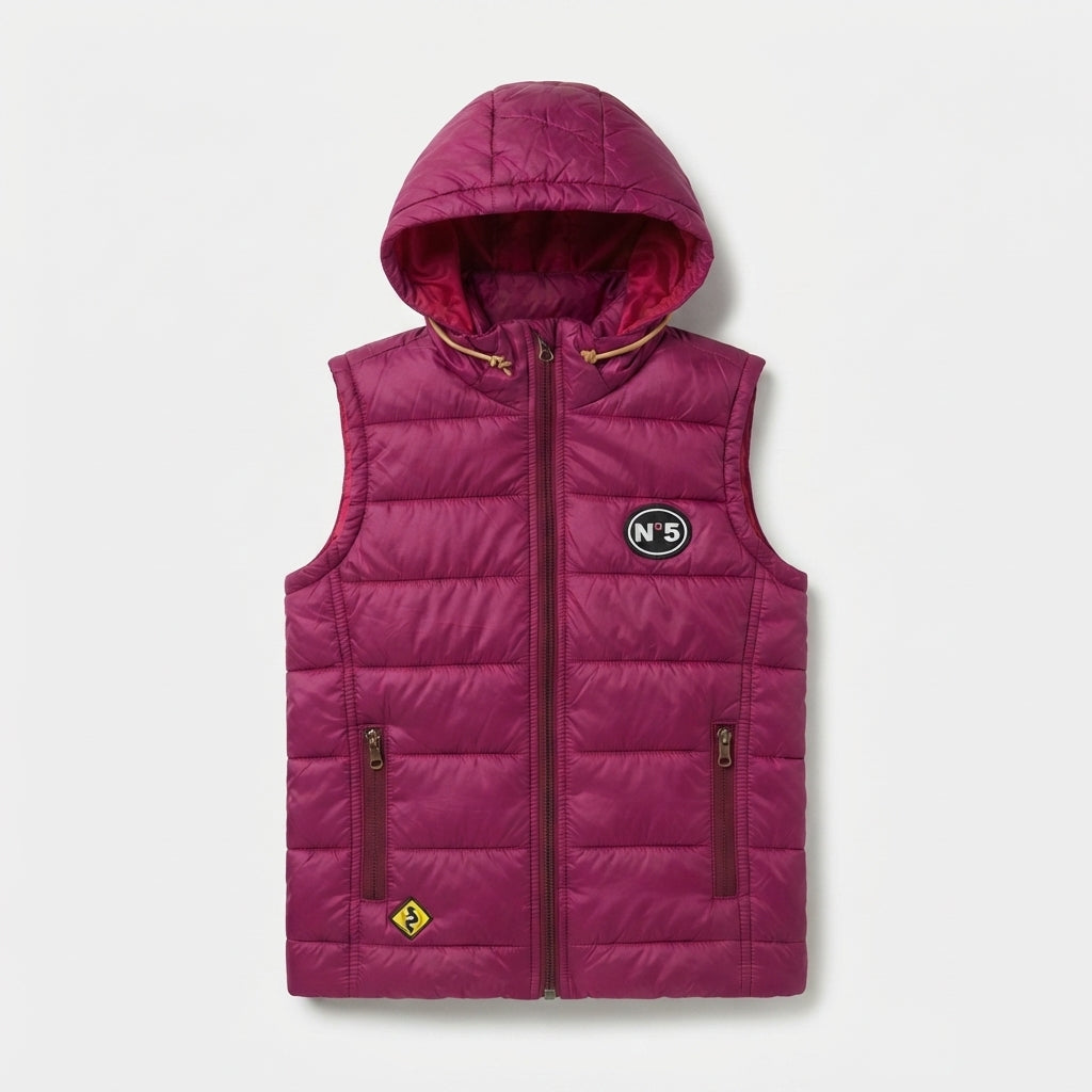 Kids Magenta Padded Hooded Vest