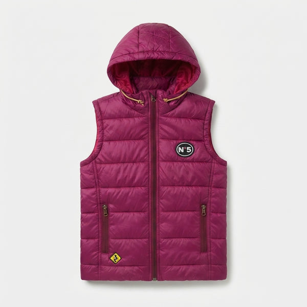 Kids Magenta Padded Hooded Vest