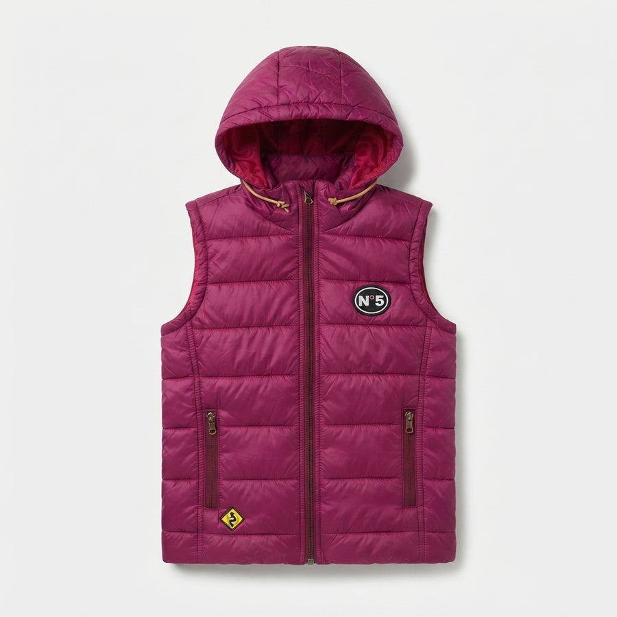 Kids Magenta Padded Hooded Vest