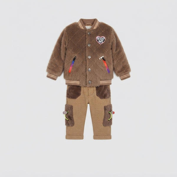 Toddler Boys Faux-Fur Bomber Jacket Set — Photo 2