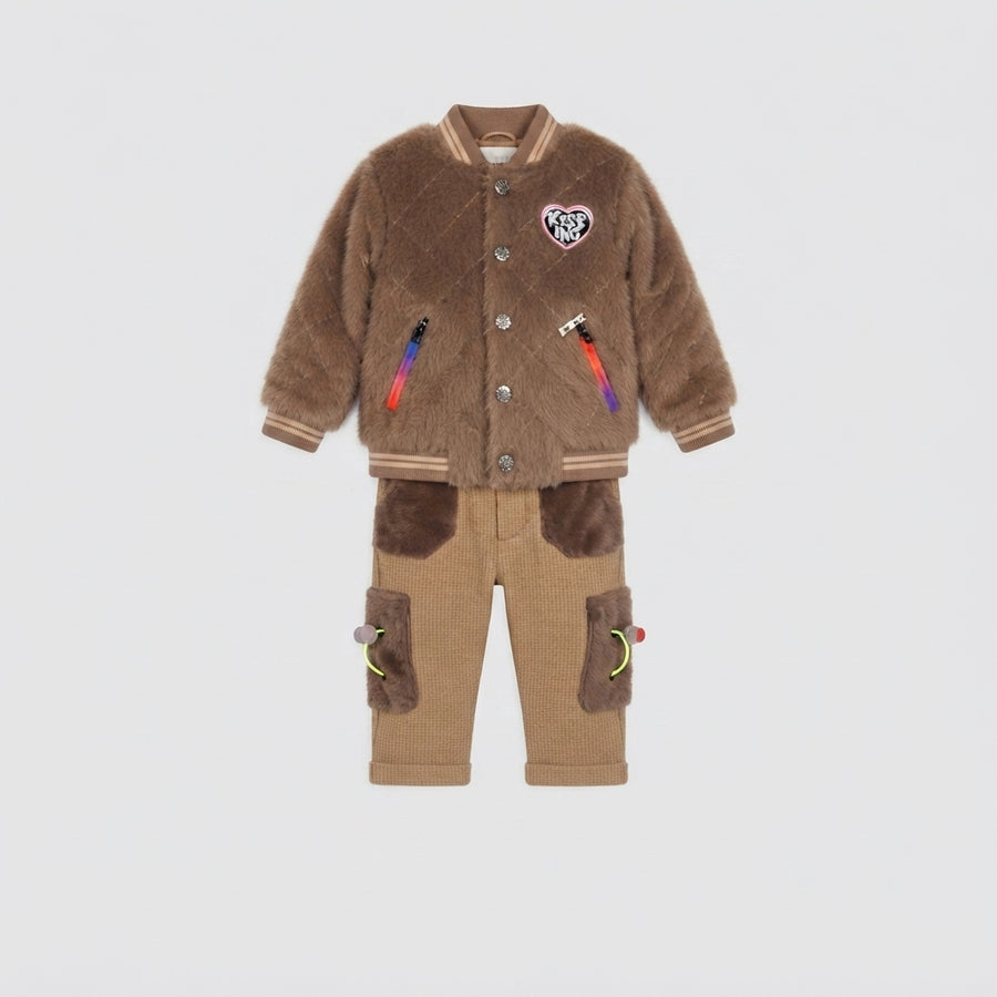 Toddler Boys Faux-Fur Bomber Jacket Set — Photo 2