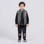 Boys Grey Puffer Vest, Black Shirt & Denim Jeans Winter Set