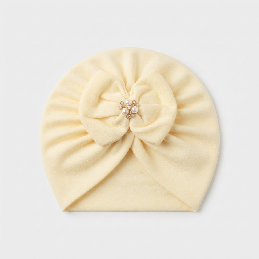 Baby Girl Pearl Bow Styled Turban Cap