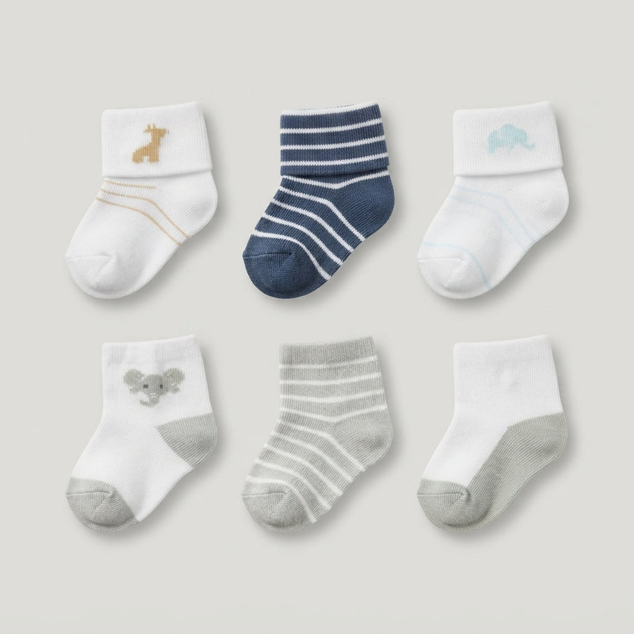 Baby Socks Pack of 6 Pairs – Soft & Comfortable Newborn Socks