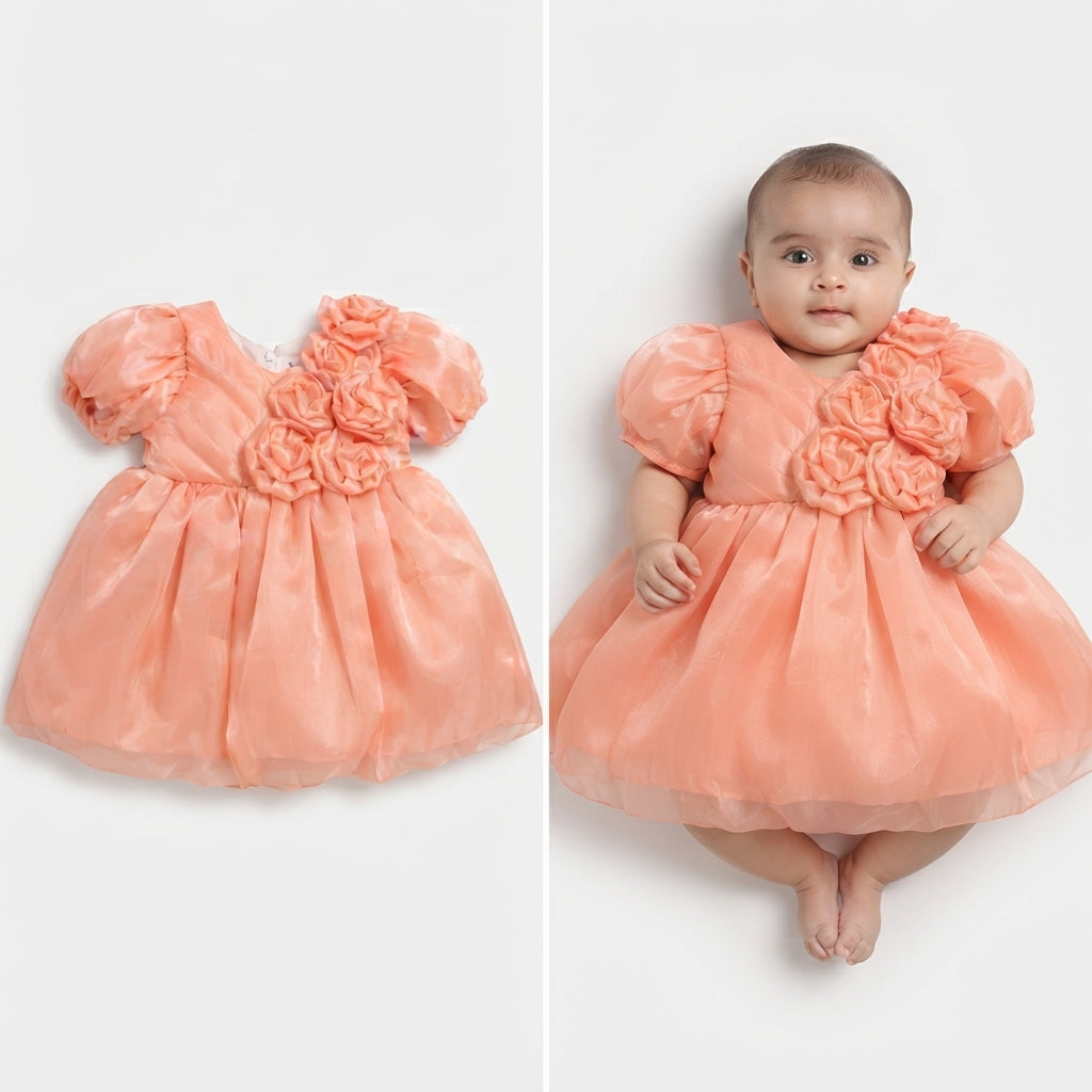 Peach Rosette Party Frock