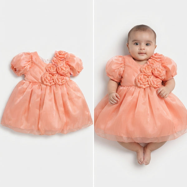 Peach Rosette Party Frock