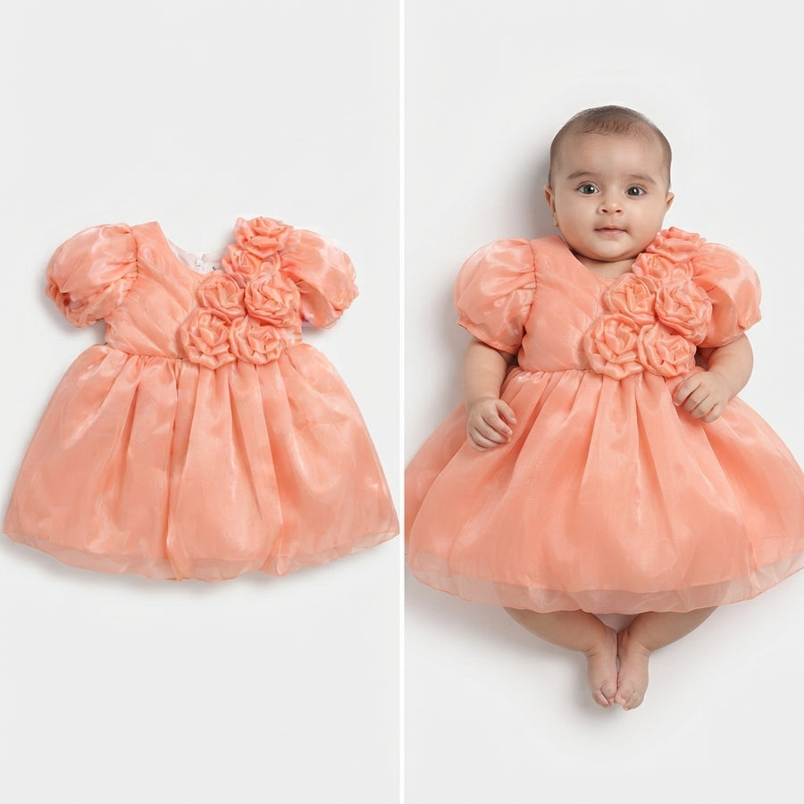 Peach Rosette Party Frock