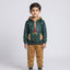 Kids' Dark Green Marbled Hoodie and Brown Velour Joggers Set with Graphic Print