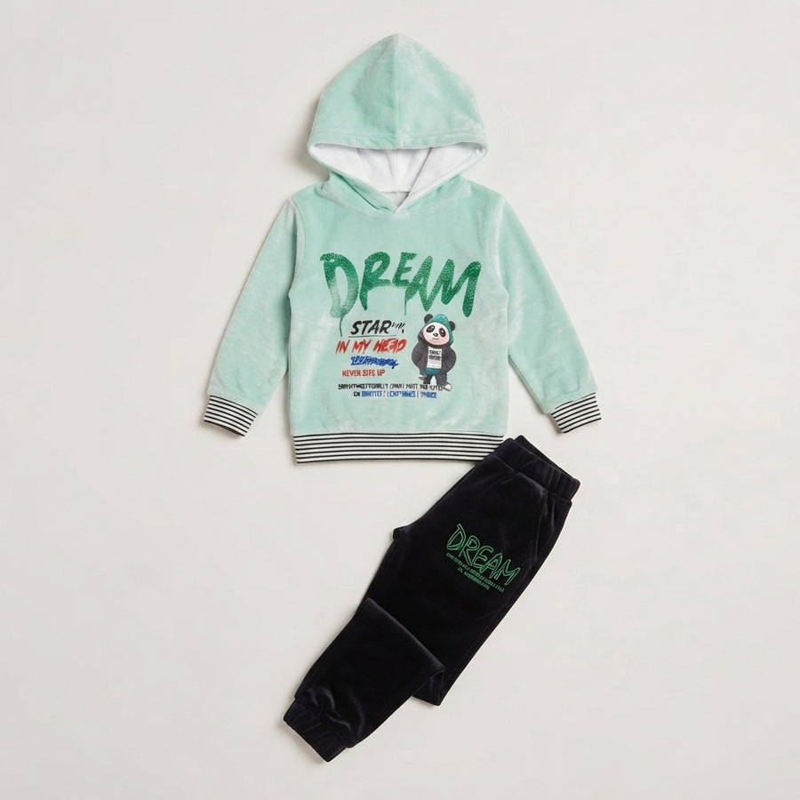 Velvet Two-Piece Hoodie Style Suit for Boys — Photo 2