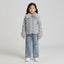 Girls Grey Faux Fur Jacket & Embellished Jeans Set