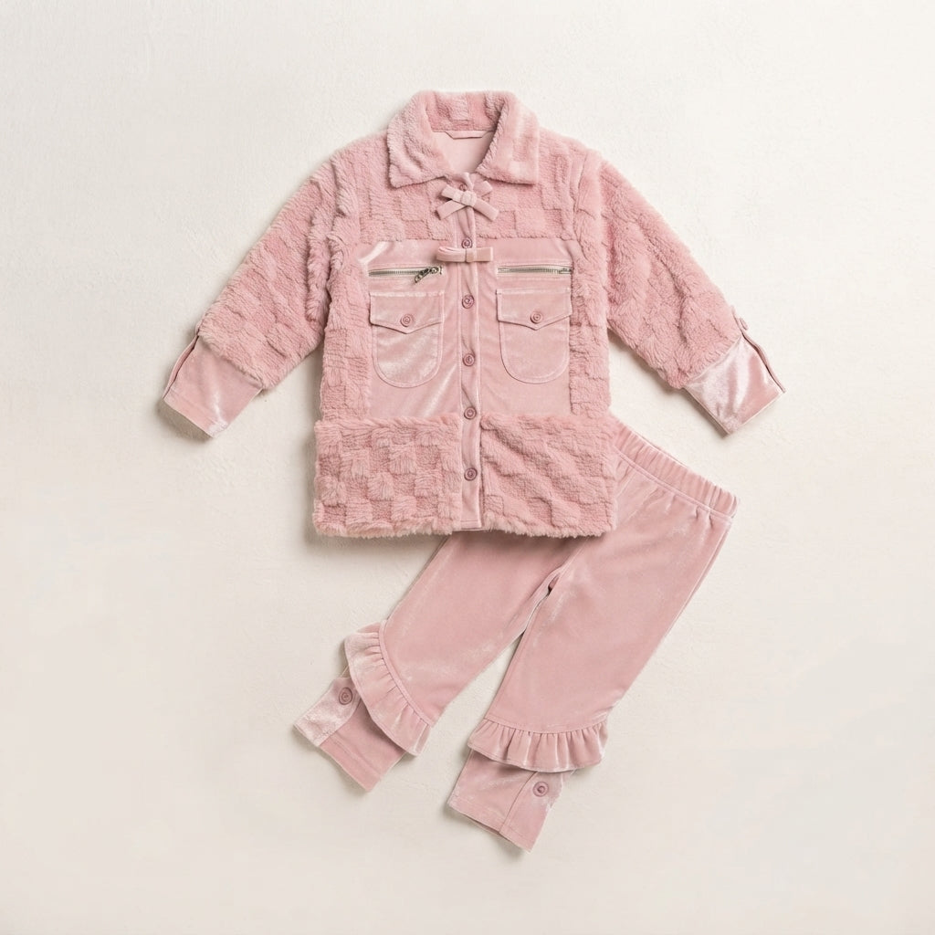 Premium Pink Fuchia & Velvet Winter Outfit Set for — Photo 2