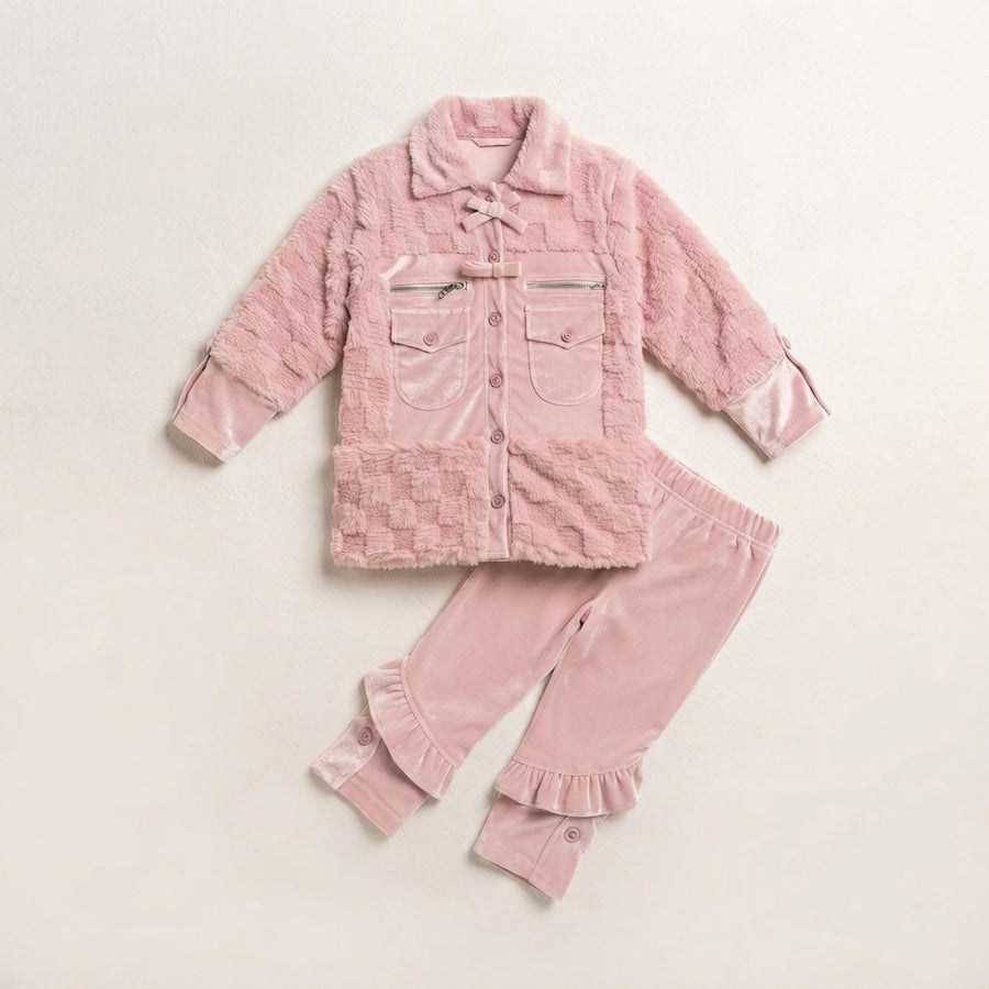 Premium Pink Fuchia & Velvet Winter Outfit Set for — Photo 2