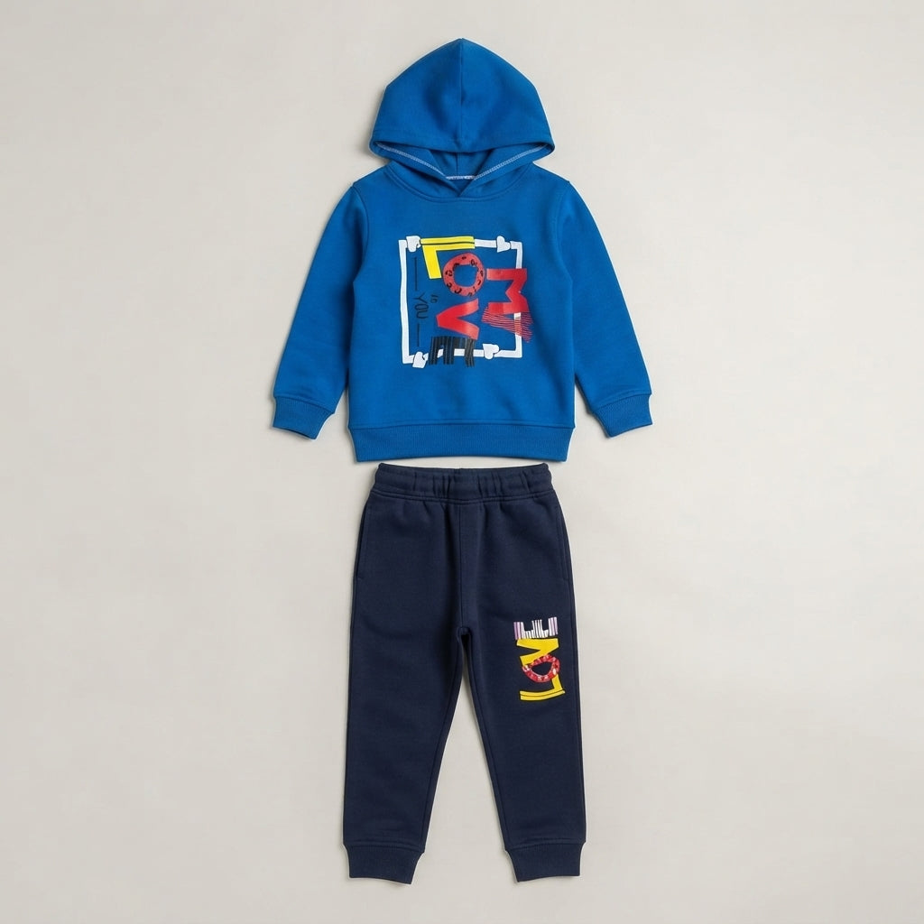 Boys Royal Blue Hooded Sweatshirt and Joggers Set
