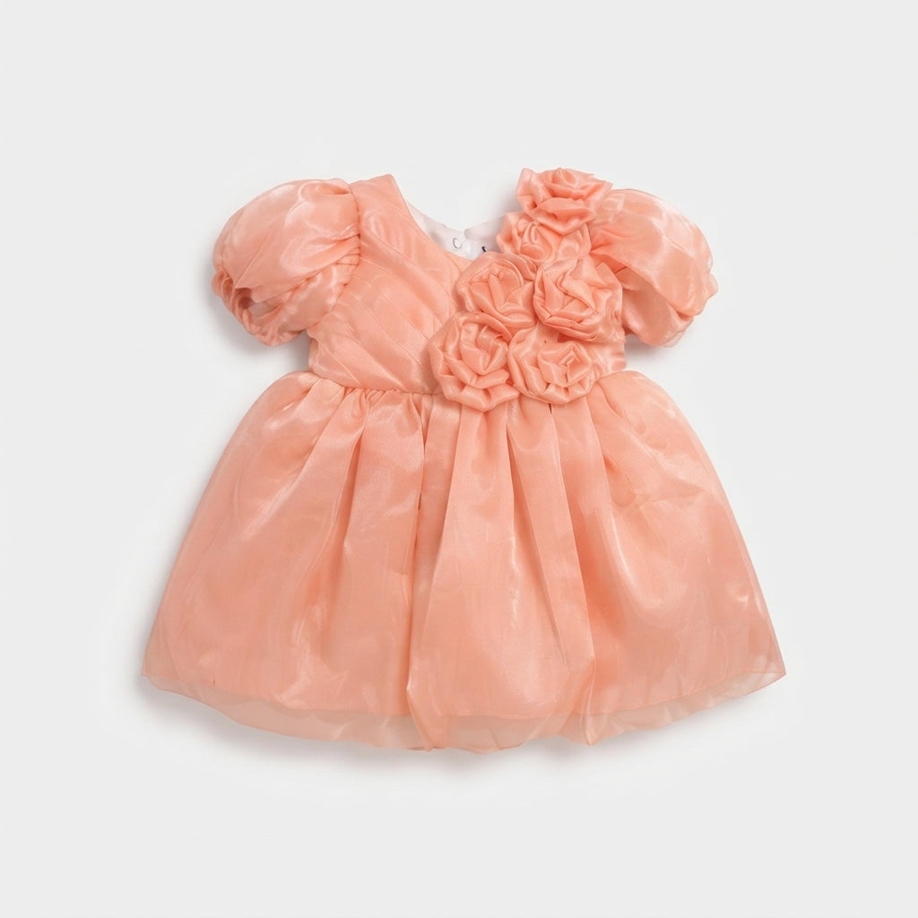 Peach Rosette Party Frock