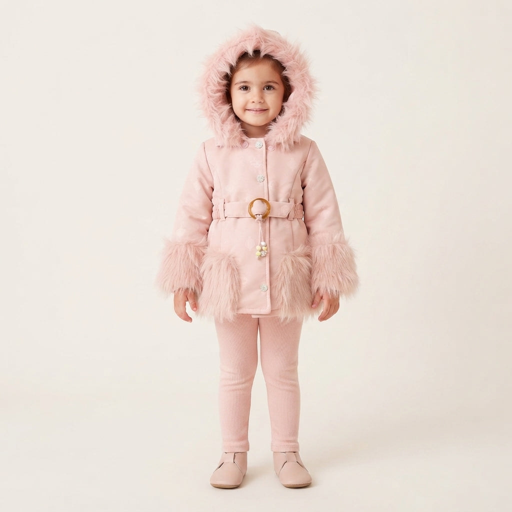 Girls Stylish 2 Piece Fur Suit, Comfortable and Warm Winter Outfit