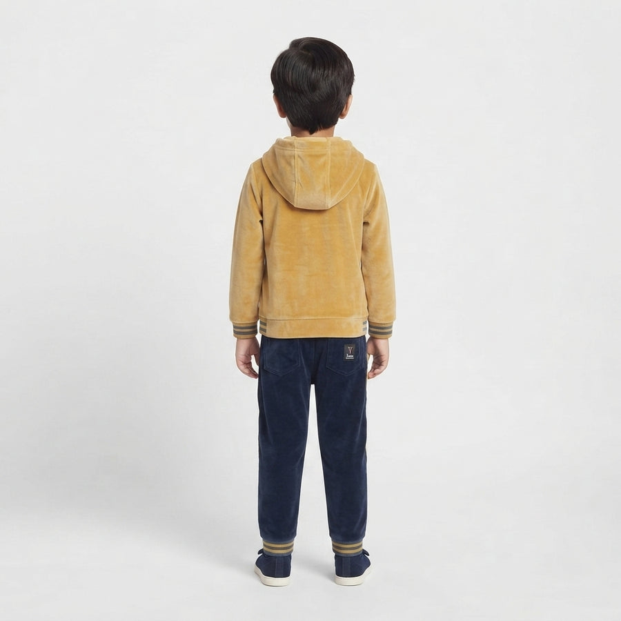 Boys' Mustard Yellow and Navy Blue Hooded Tracksuit — Photo 2