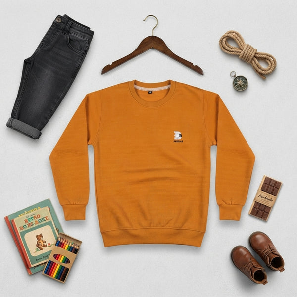 Boys Mustard Textured Crewneck Sweatshirt — Photo 2
