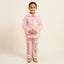 Stylish Pink Faux-Fur Jacket and Embroidered Trouser Set – Winter Luxury Wear for Girls