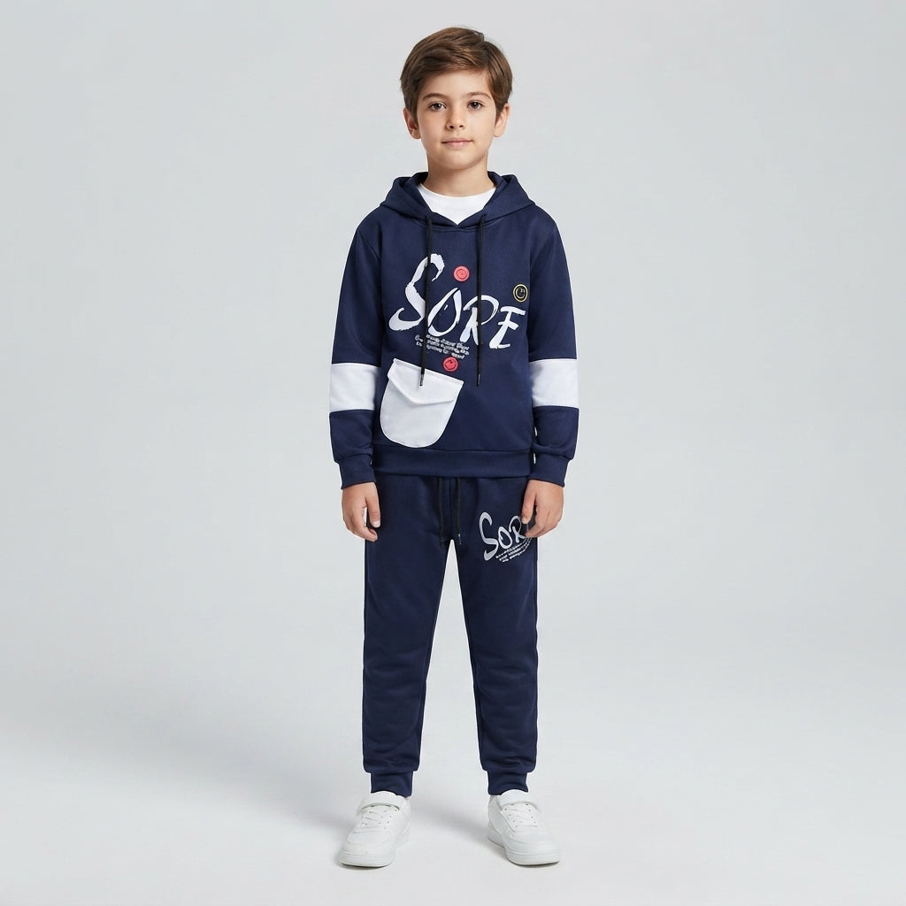 Boys Navy Blue Graphic Print Tracksuit — Photo 2