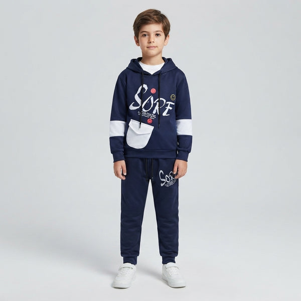 Boys Navy Blue Graphic Print Tracksuit — Photo 2