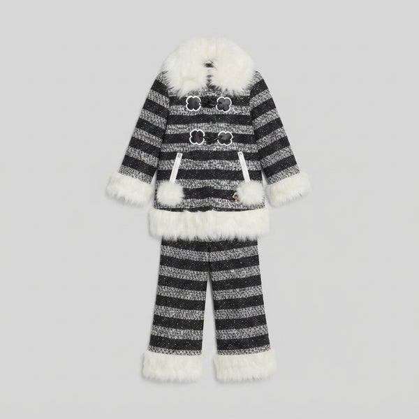 Girls Black and White Faux-Fur Outfit — Photo 2