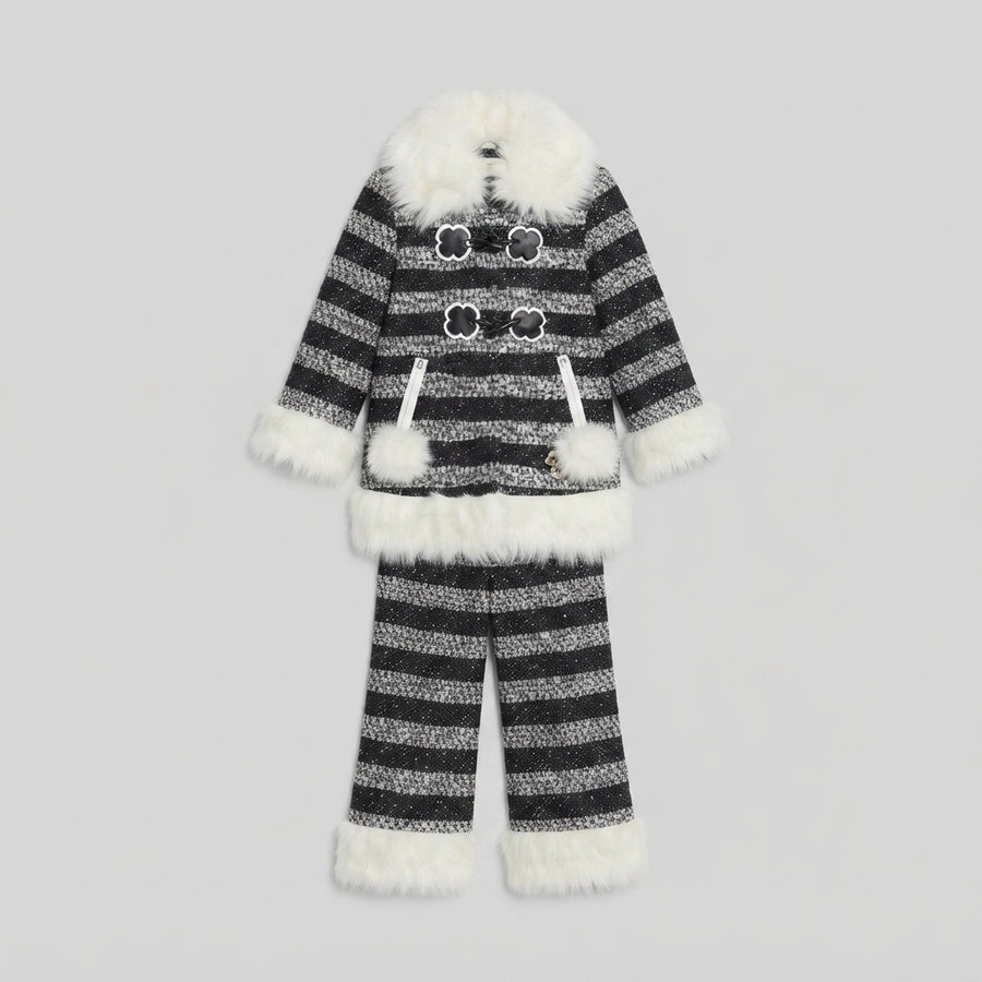 Girls Black and White Faux-Fur Outfit — Photo 2