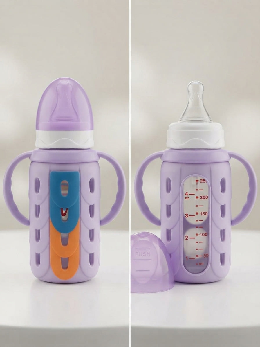 Glass Feeder With Purple Silicone Cover 250ml