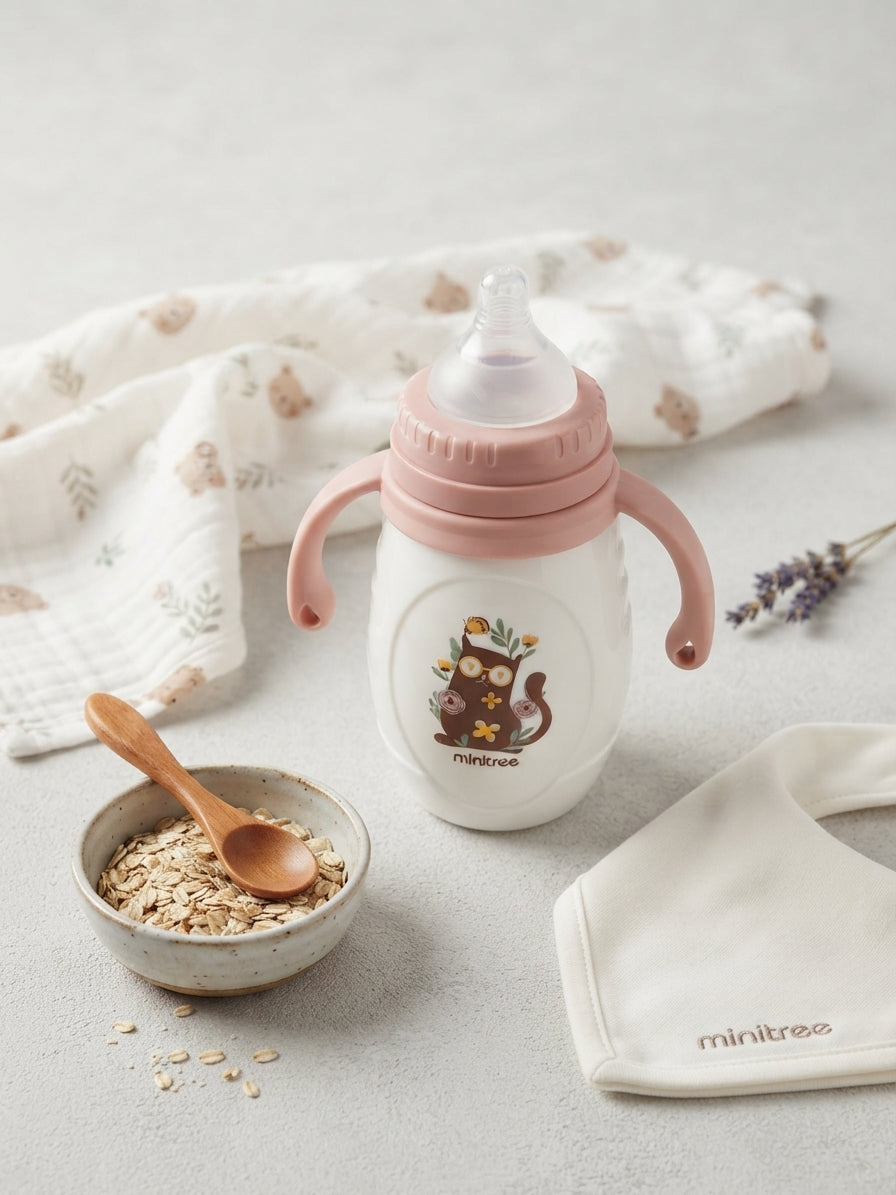 Minitree  Animal Print Pink Baby Feeder 330ml