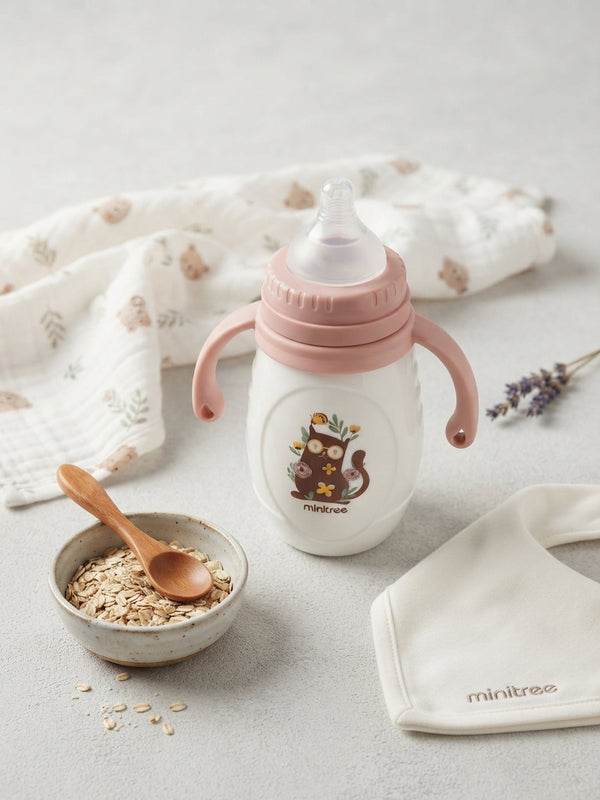 Minitree  Animal Print Pink Baby Feeder 330ml
