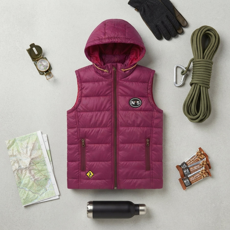 Kids Magenta Padded Hooded Vest — Photo 2