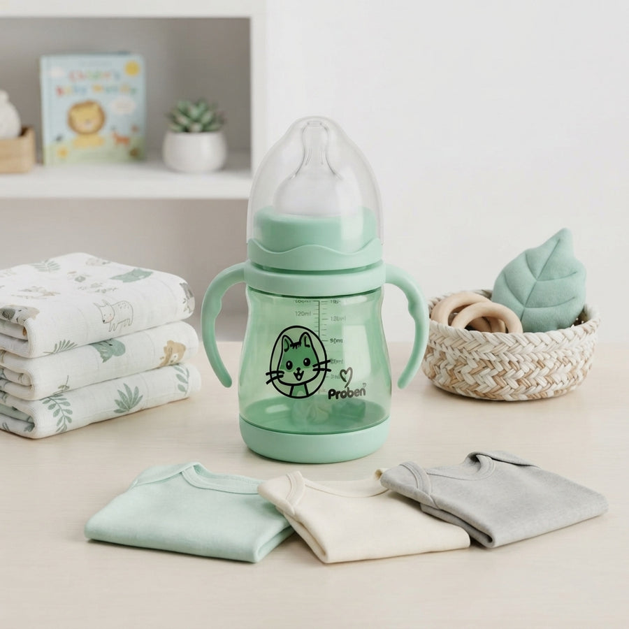 Cute Cat Baby Feeder 180ml Green